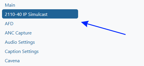 2110-40 IP Simulcast Option in the HD492 Left Toolbar
