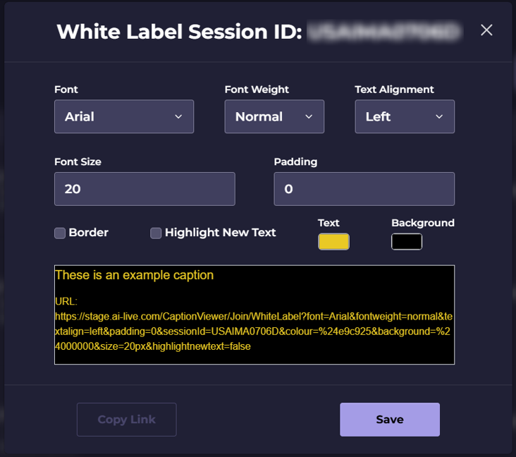 White Label Editor Window