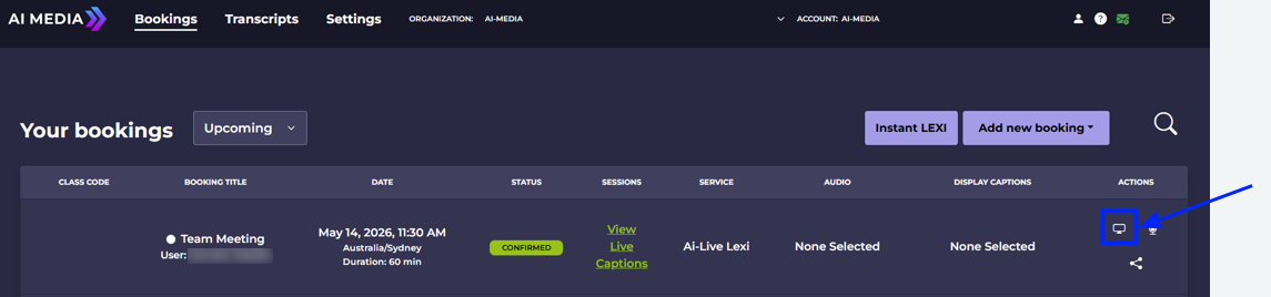 Your Booking Page With Customize Icon Highlighted