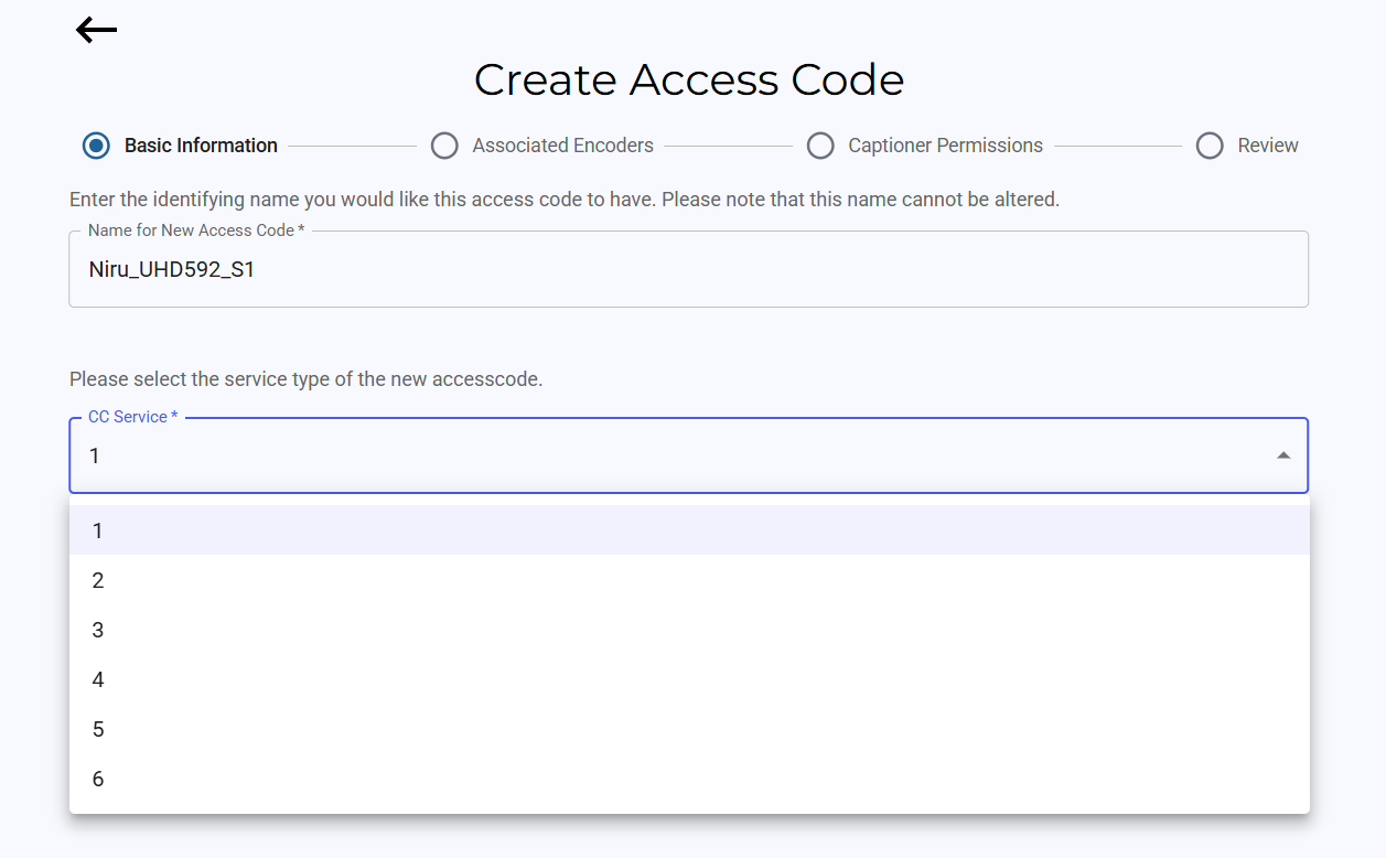 Basic Information — name and CC Service