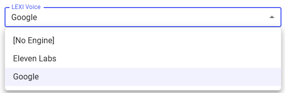 Selecting the LEXI Voice engine