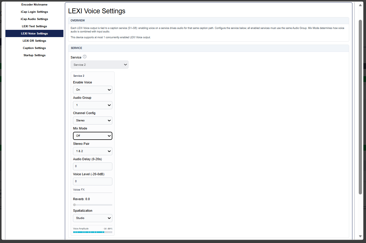 LEXI Voice output configuration