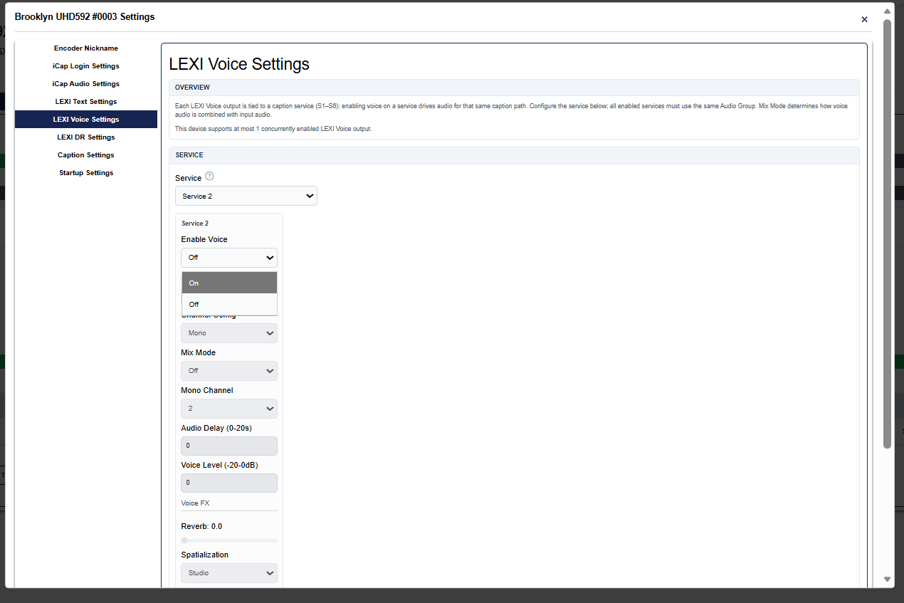 Enabling Voice on Service 2