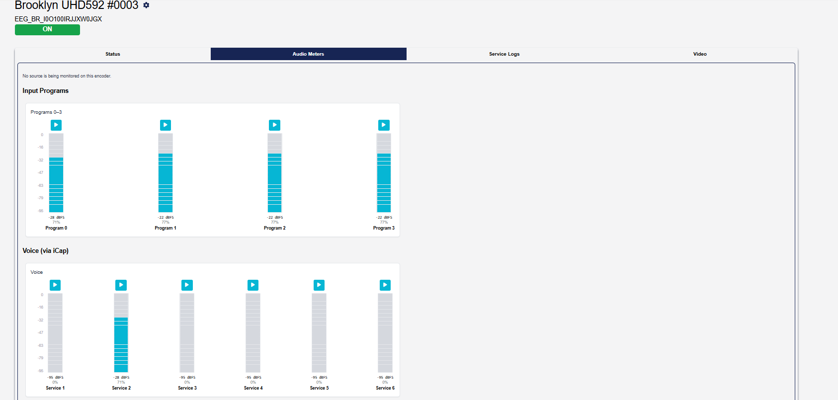 Audio Meters — Input Programs and Voice