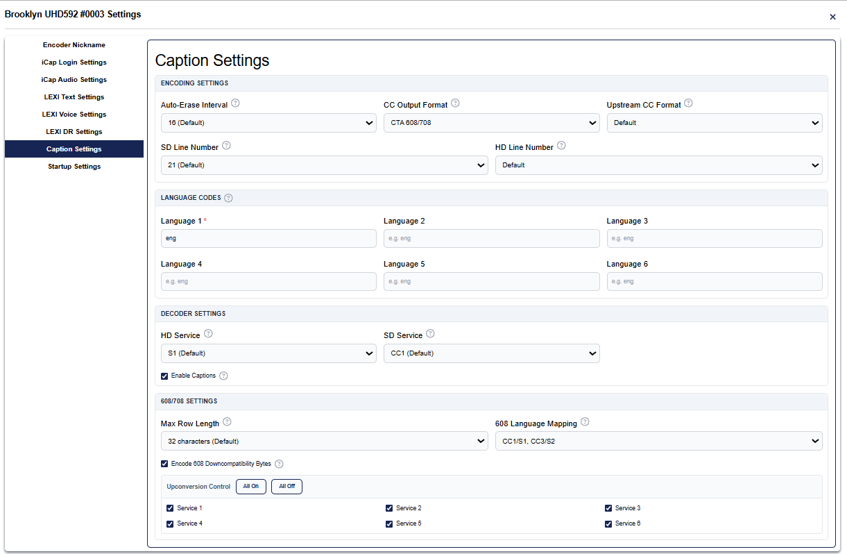 Caption Settings