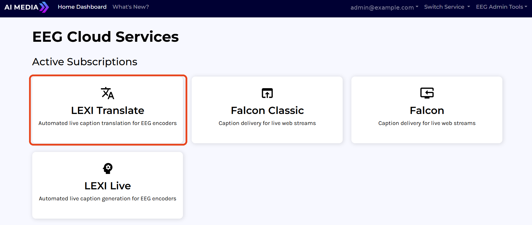 EEG Cloud Services — LEXI Translate highlighted