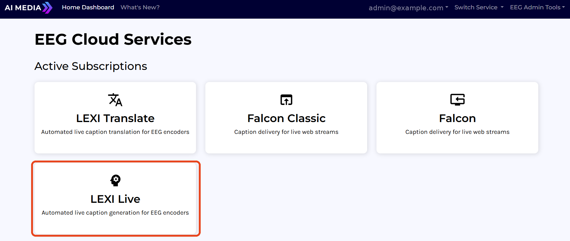 EEG Cloud Services — LEXI Live highlighted